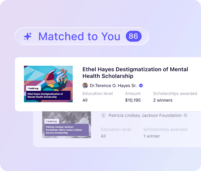 Scholarship matches on Bold.org
